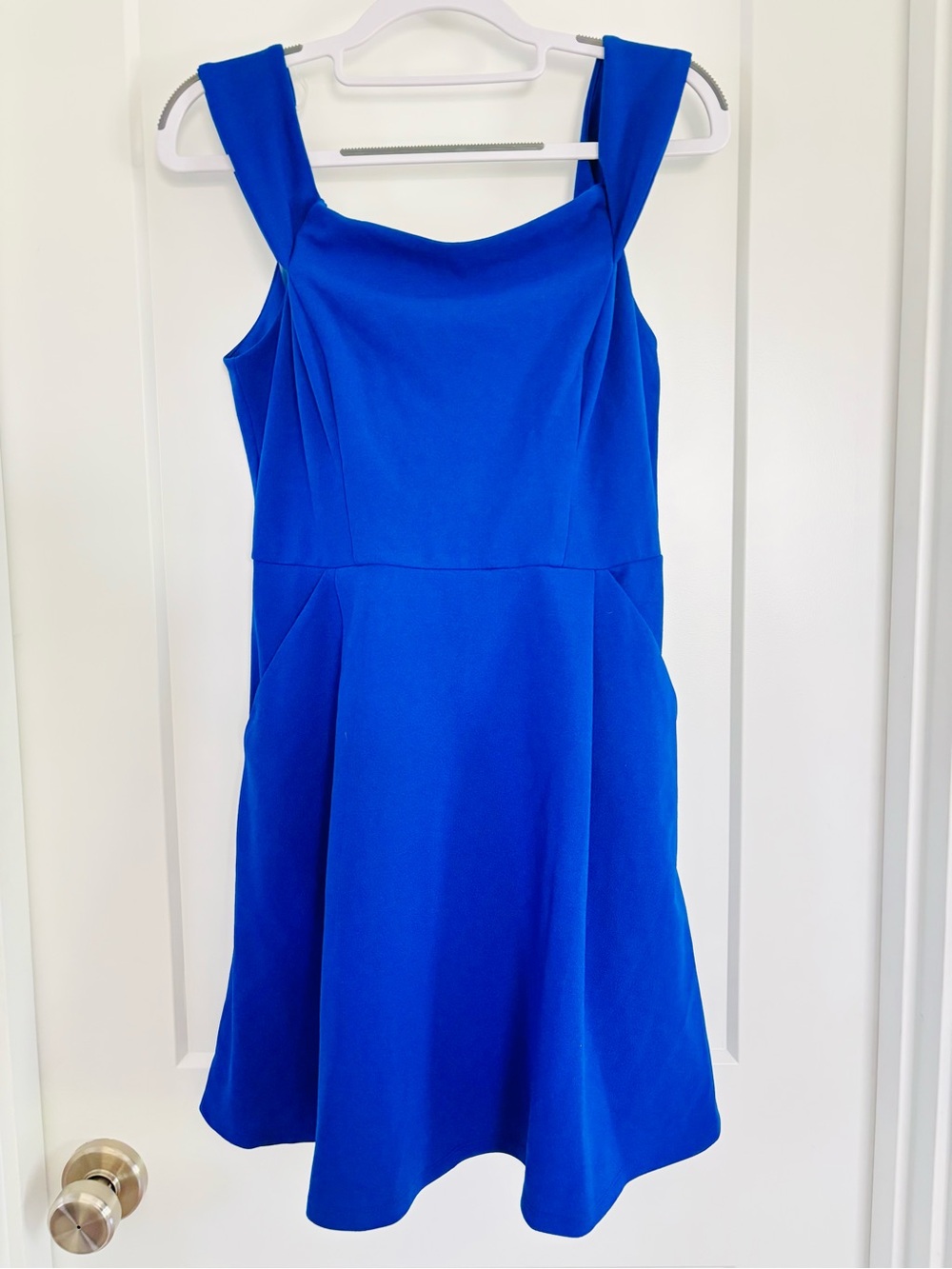 Royal Blue Square Neck Sleeveless A-Line Mini Dress